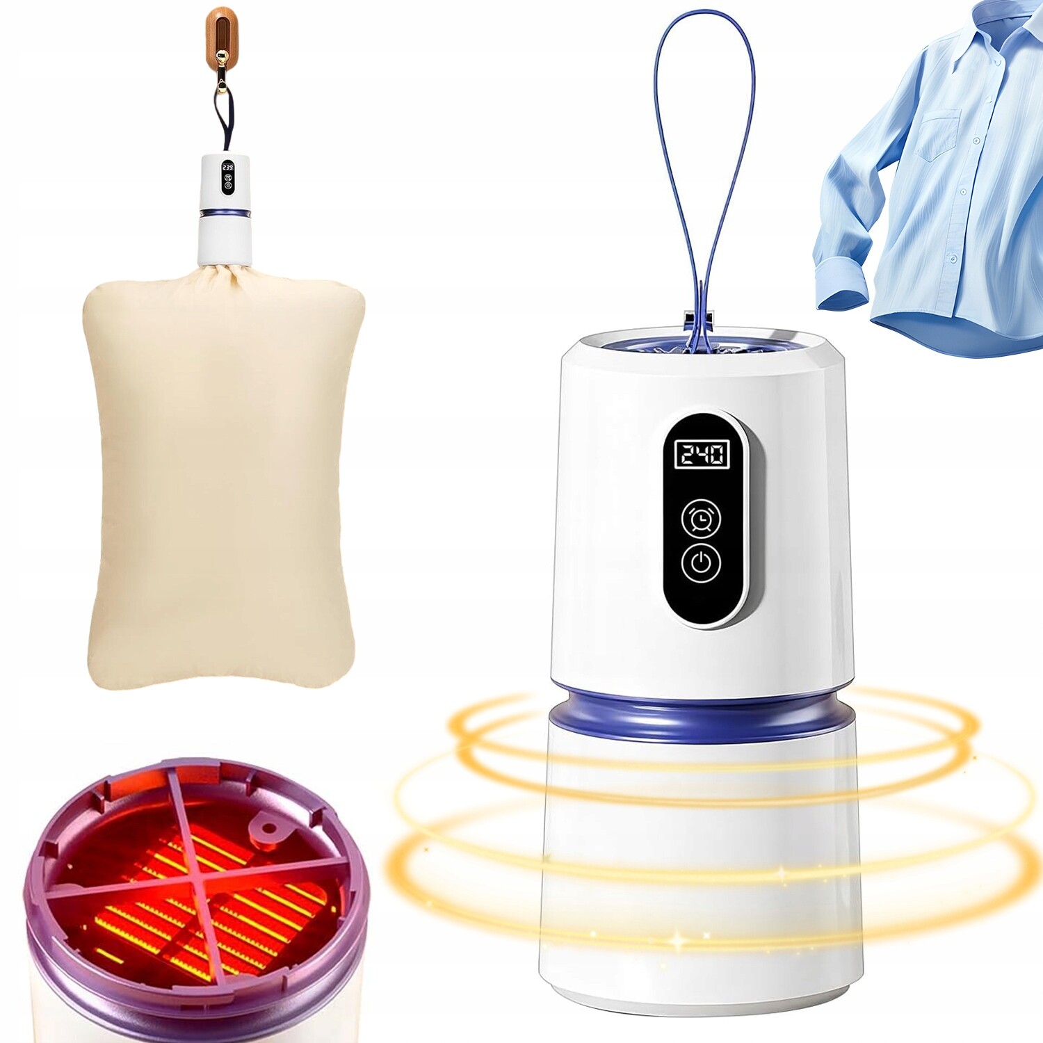 Sušák Prádla Rychlá Elektrická Přenosná Domácí 200W 360°