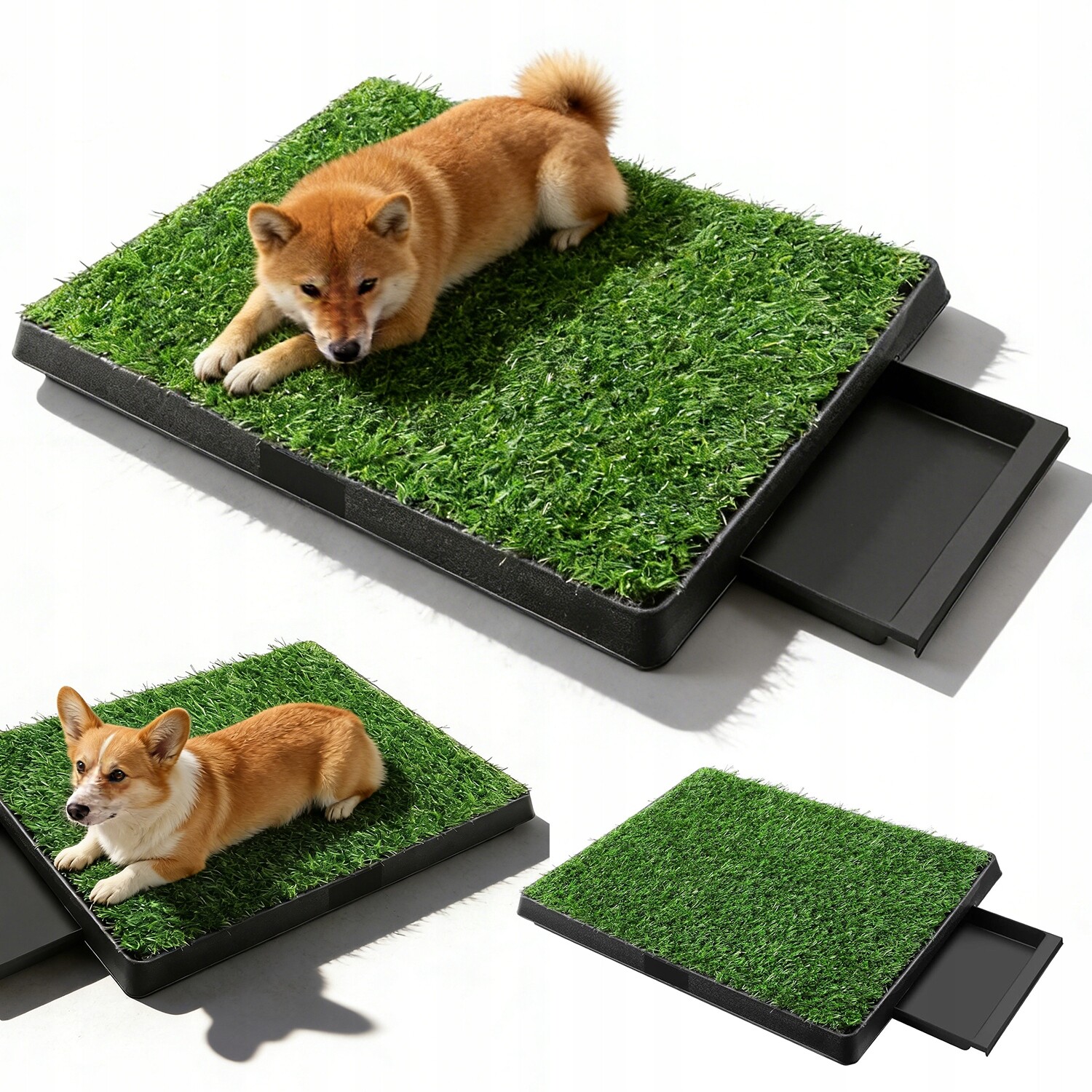 Toaleta Pro Psy S Lopatou A 2 Trávníkovými Rohožemi 63X50 CM Pro Balkon A Terasu, Dům