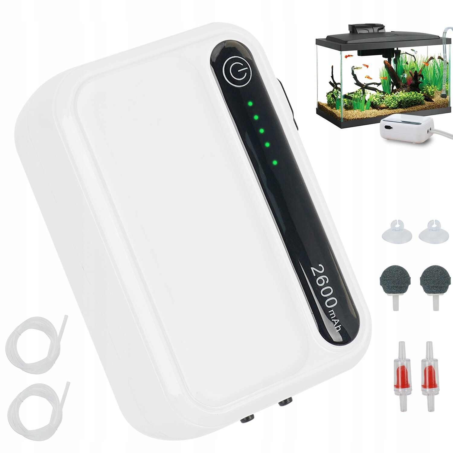 Vzduchová Pumpa Do Akvária 3W S Velkou Baterií 2600MAH Pro Náročné Podmínky