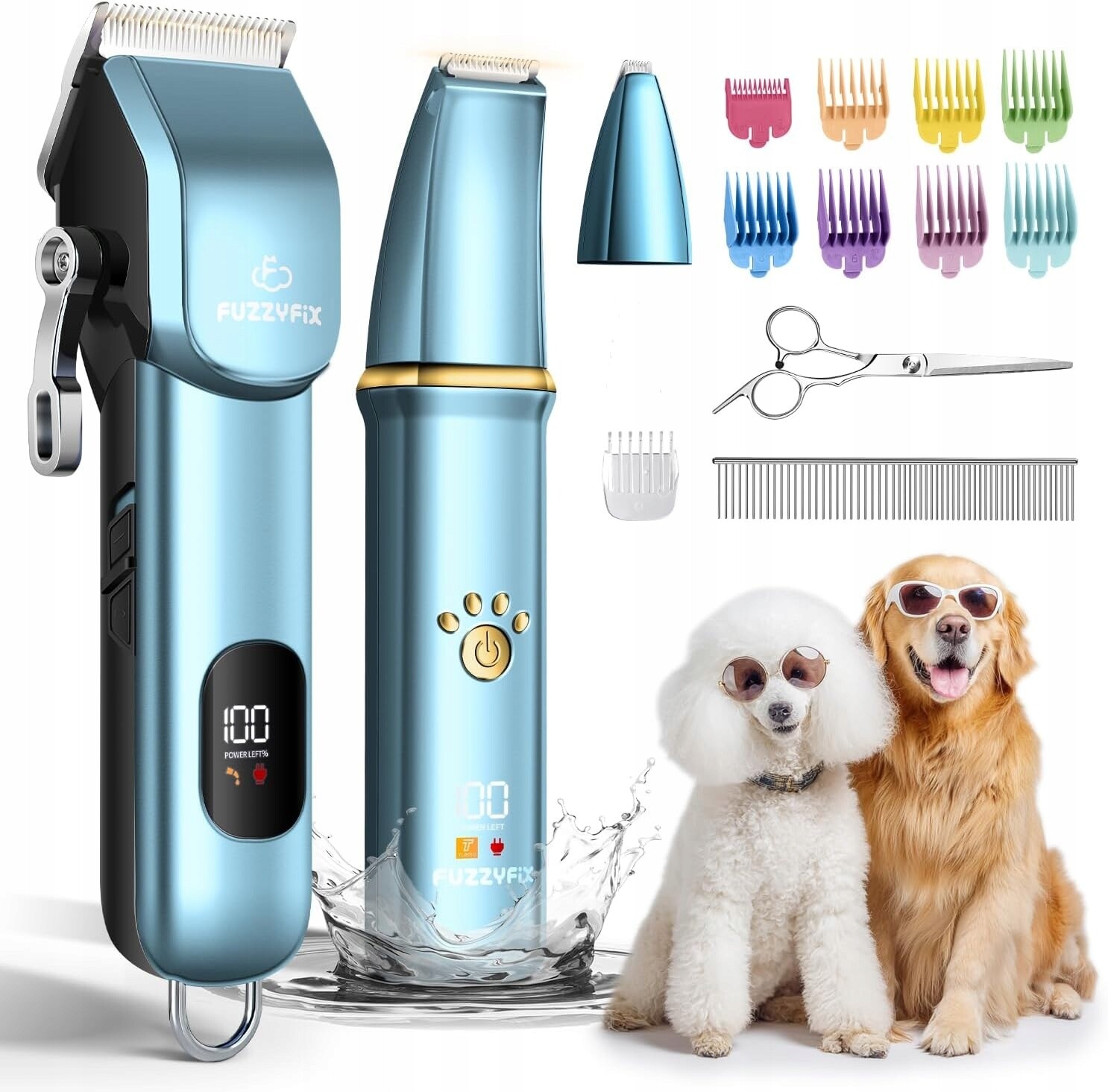 Bezdrátový zastřihovač pro stříhání psů a koček, sada 3v1 Tichá