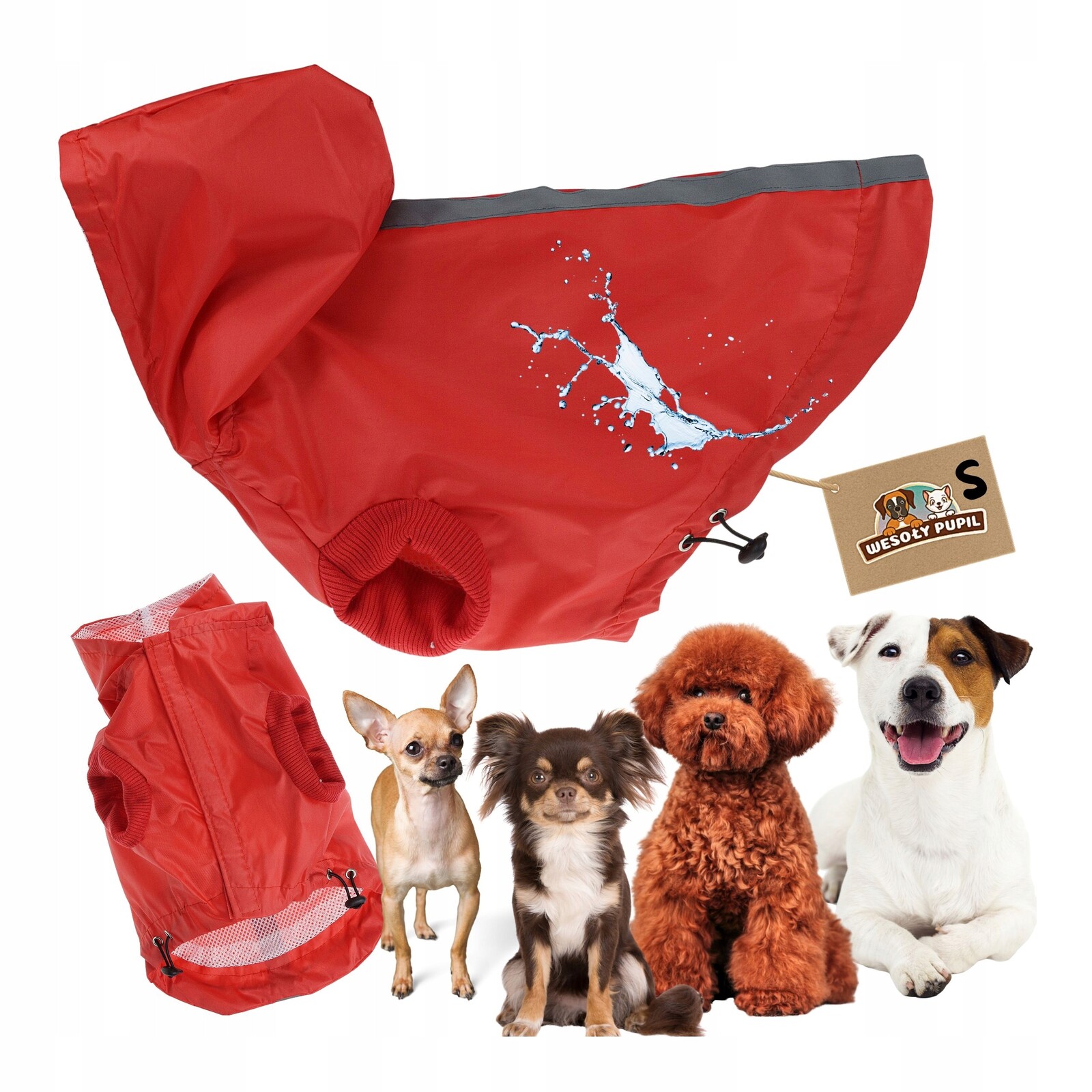 Nepromokavé oblečení pro malého psa, nepromokavá bunda z deště, velikost S