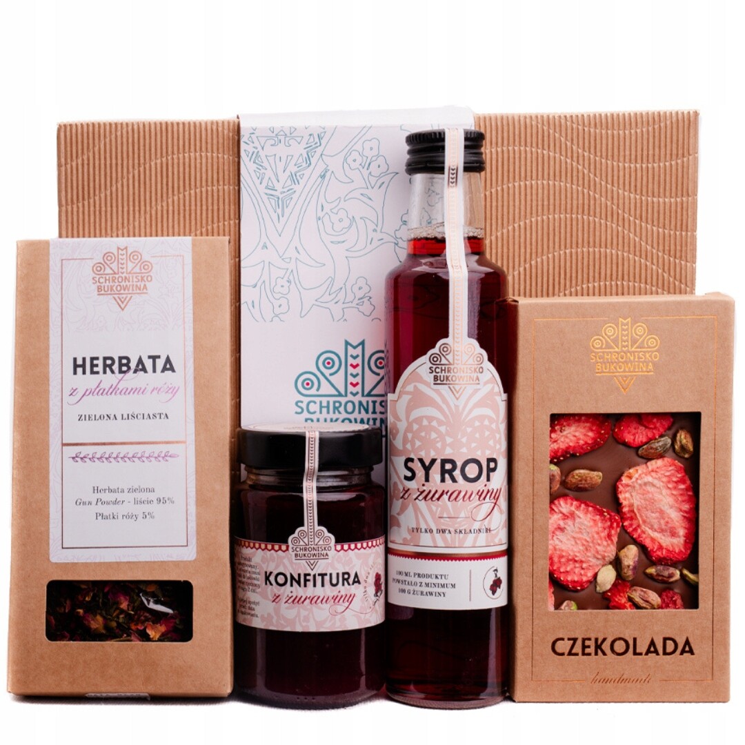 Dárek ke Dni babiček Schronisko Bukowina sirup čokoláda zavařenina čajů