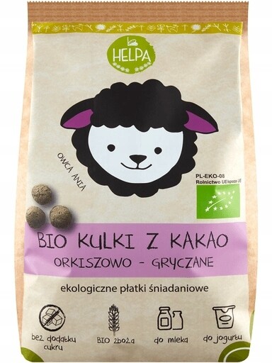 3X Helpa Snídaňové cereálie Kuličky s kakaem špaldovo-pohankové Bio 160 g