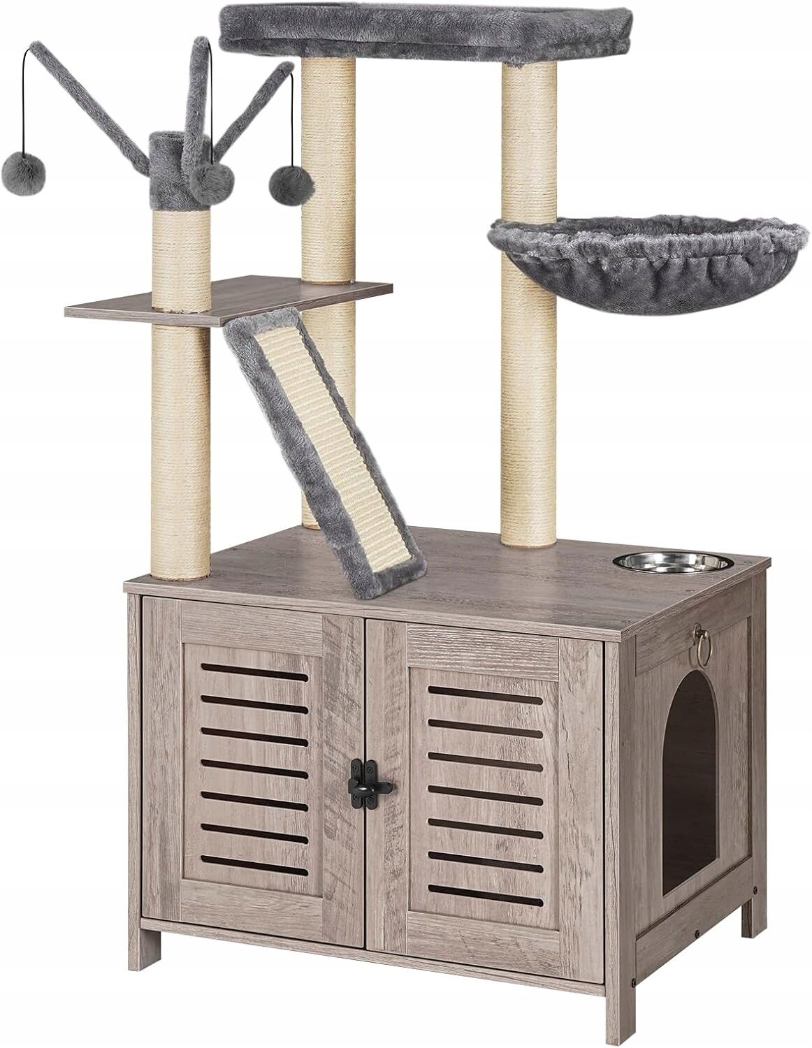 Hoobro Domeček Pro Kočky 3V1 Pelíšek Kočičí Toaleta Škrabadlo Stromek 56 X 48 X 112 CM