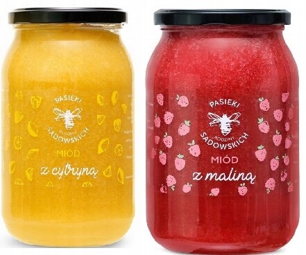Med s malinou 1150 g, med s citronem 1150 g Pasieki Rodziny Sadowskich