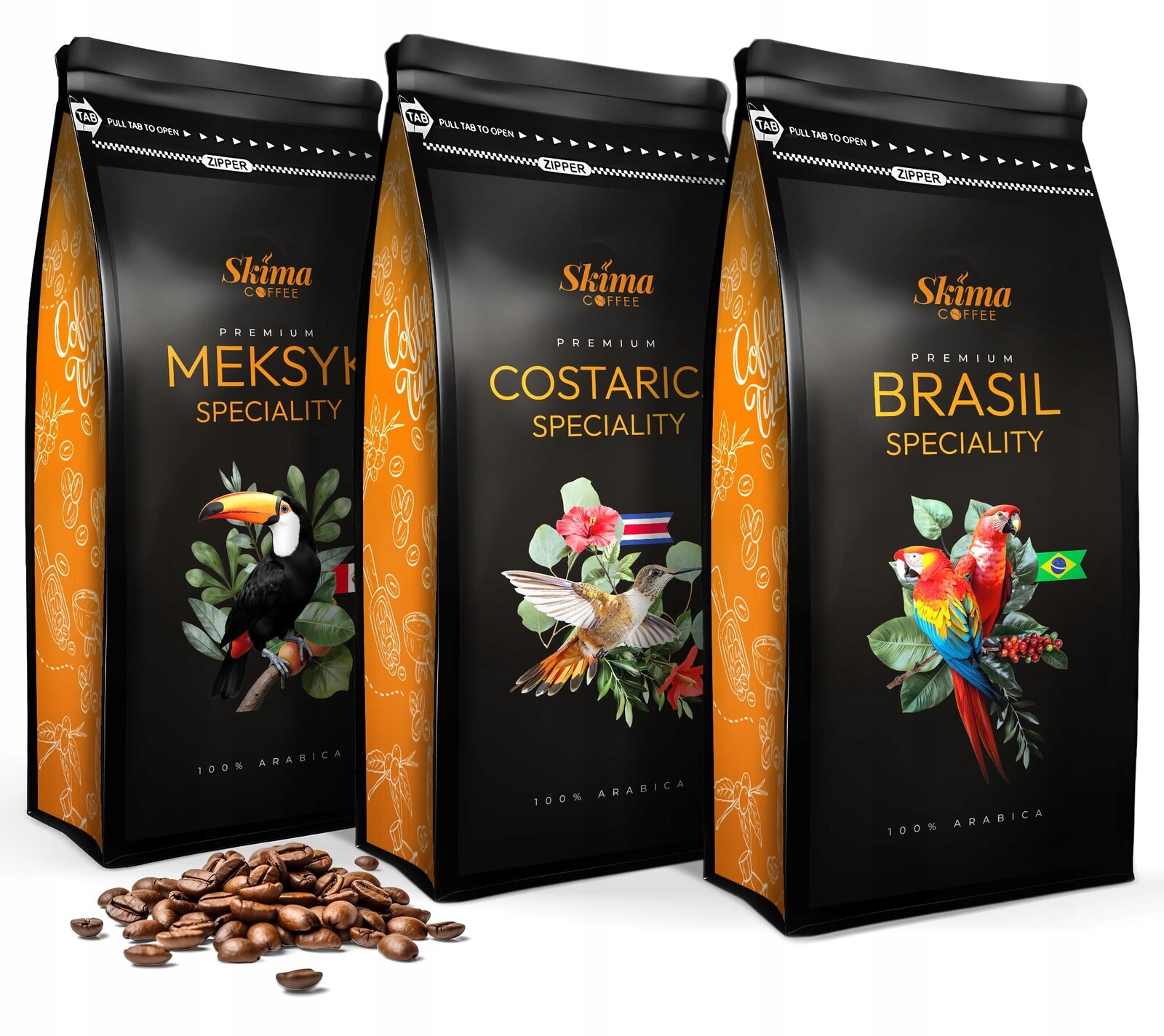 Káva zrnková 3x1kg Brazílie/kostarika/mexiko Speciality Arabica Dárek