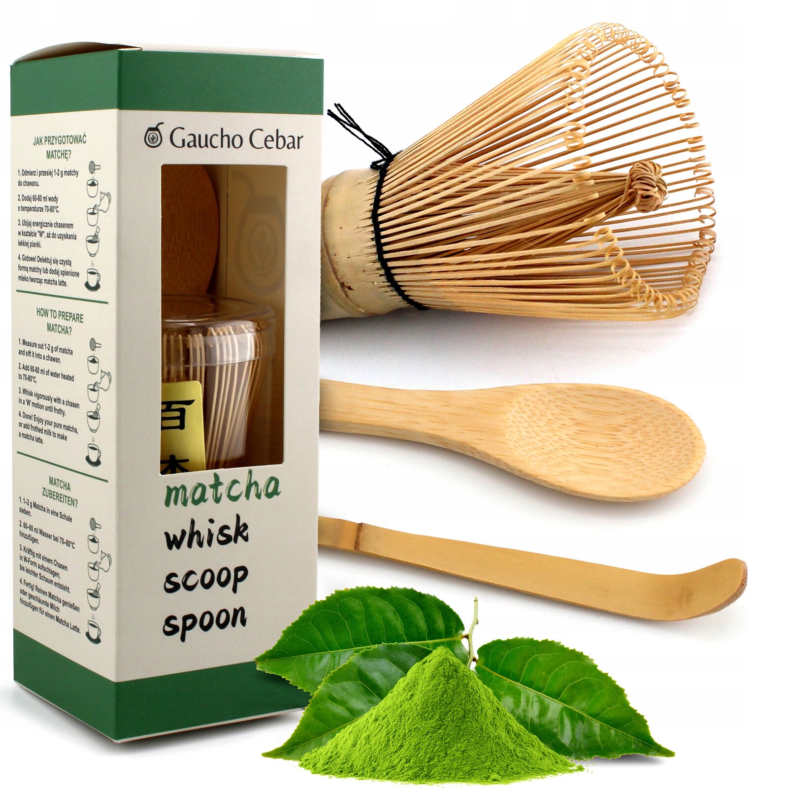 Sada v krabičce s příslušenstvím pro čaj Matcha Chasen Chashaku Lžička
