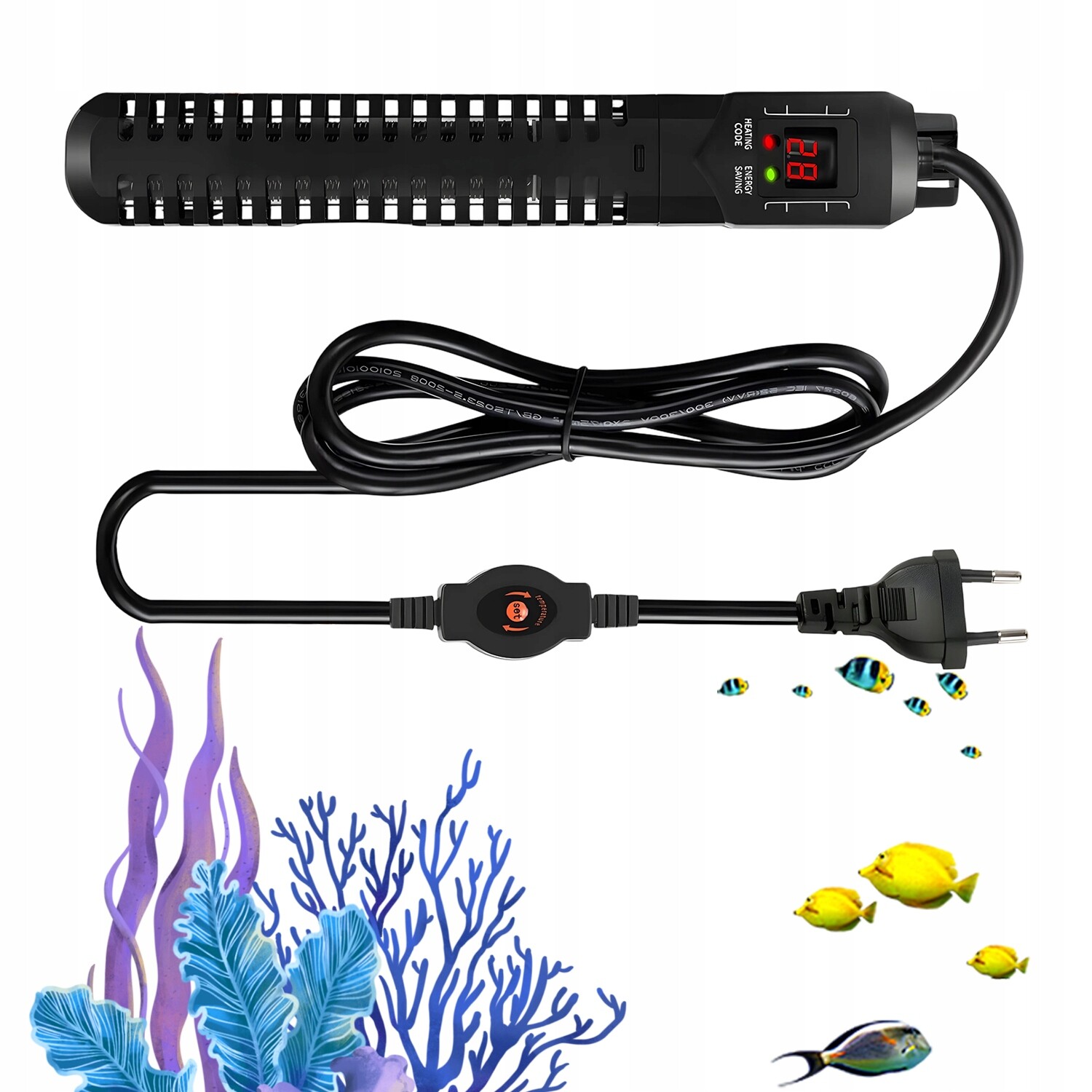 Akvarijní ohřívač 500 W Regulace teploty 15-34 °C s displejem