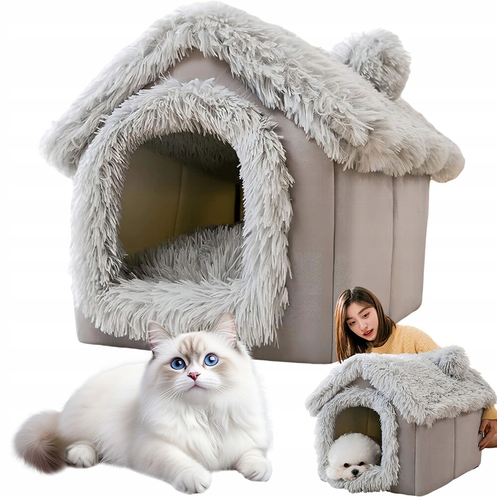 Pelíšek Pro Kočky Domeček Plyšová Budka Polštář Bouda Pro Kočky Malých Psů