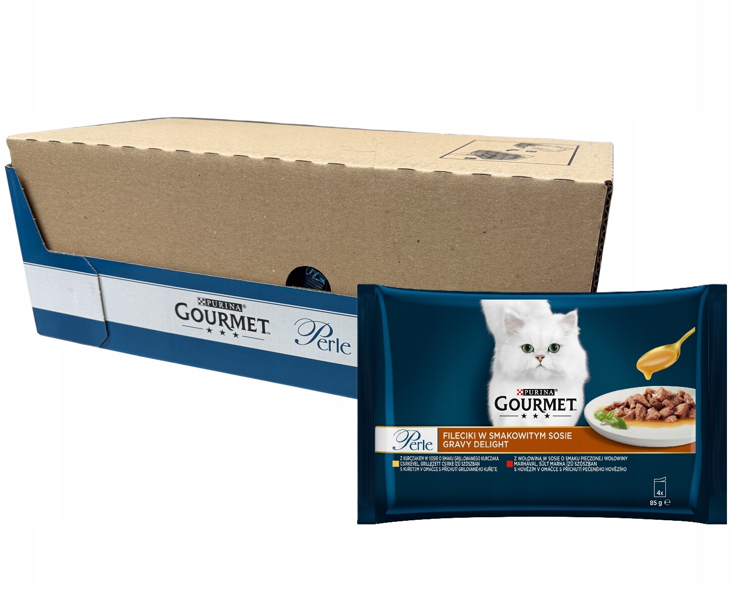 Mokré krmivo pro kočky Gourmet Perle Fileciki v omáčce hovězí kuře 4.08 kg