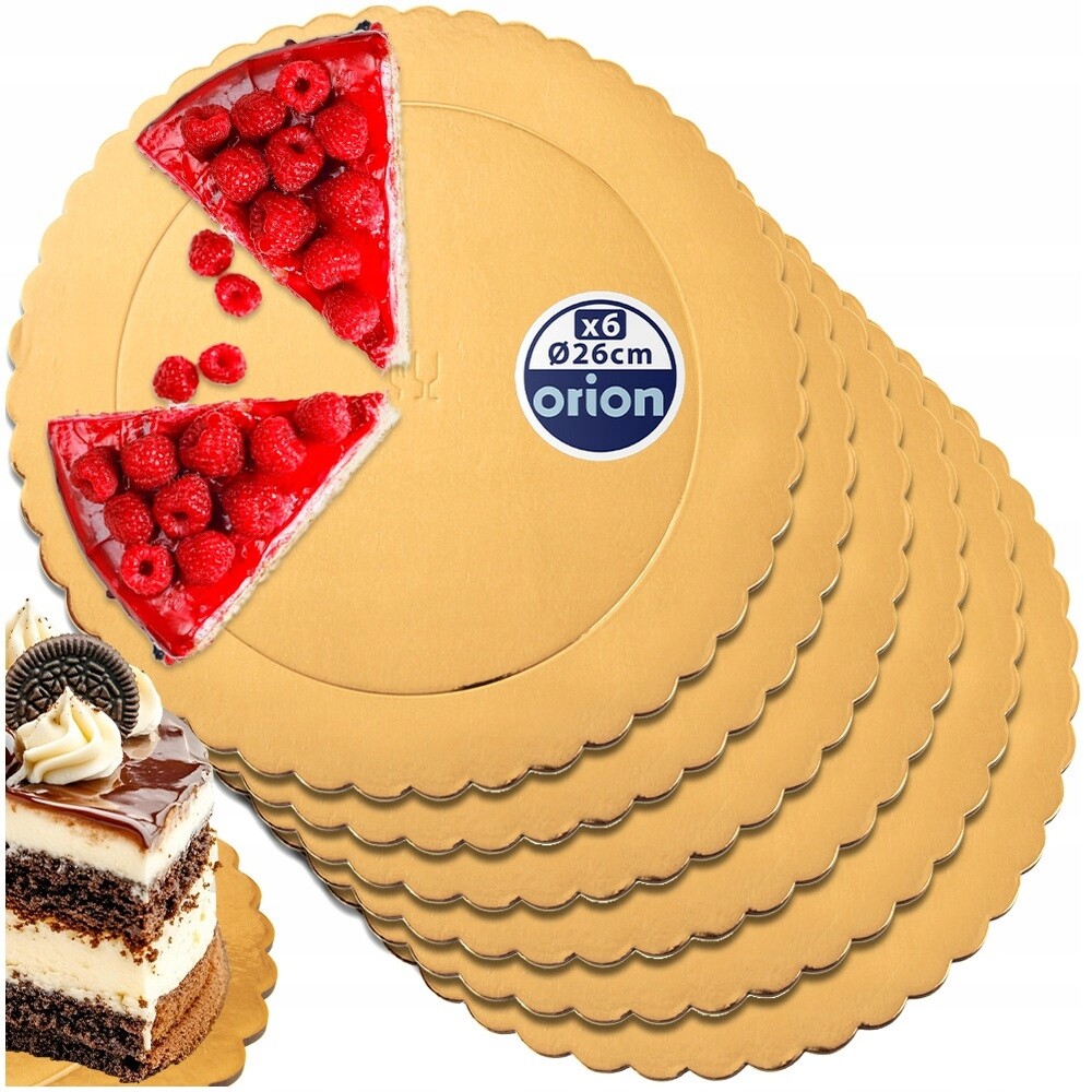 Dortový korpus, dort, zlatý, kulatý, 26 cm, 6 ks.