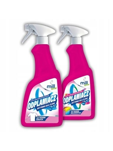 3X Mill Clean Spray Odstraňovač skvrn na bílé a barevné tkaniny 2x555 ml