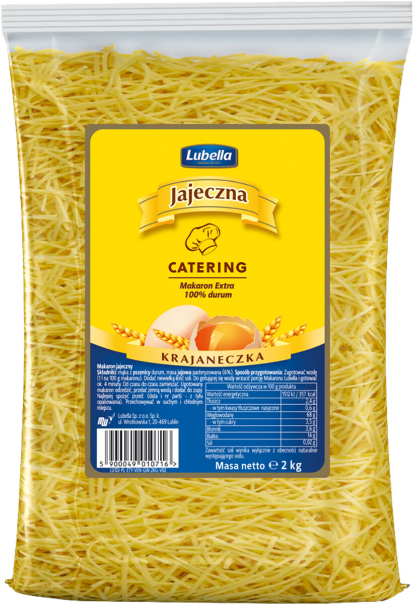 2x Lubella Catering těstoviny vaječné Krajaneczka 2kg