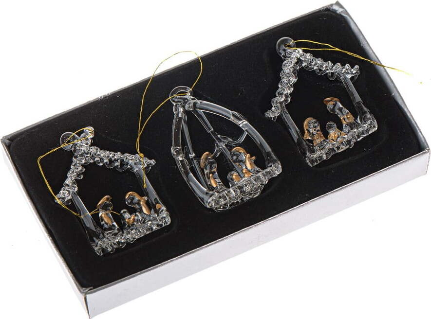 Skleněné vánoční ozdoby v sadě 3 ks 8,5 cm Betlehem – Dakls