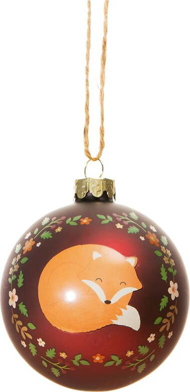 Skleněná ručně vyrobená vánoční koule ø 8 cm Woodland Fox – Sass & Belle