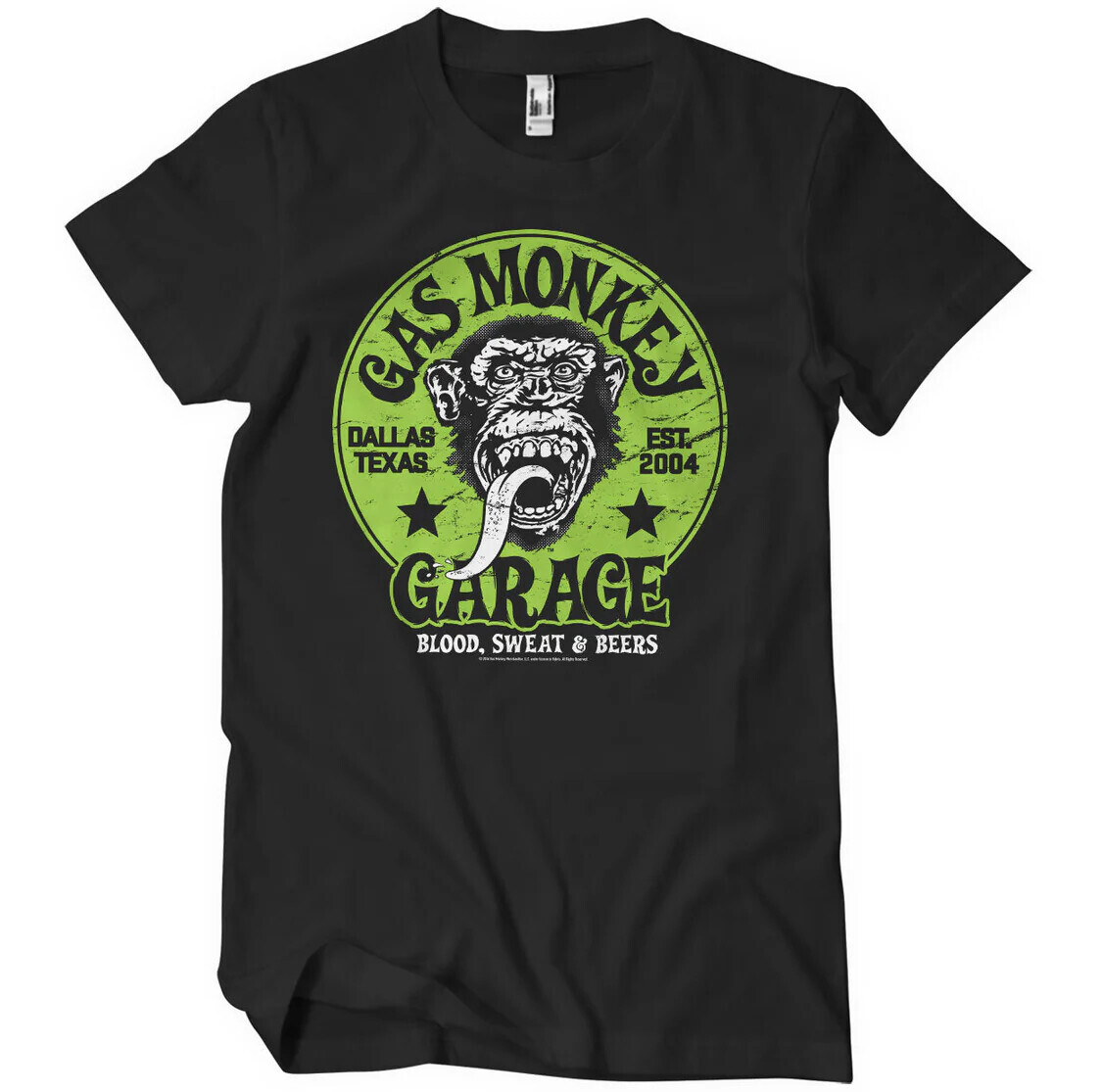 Triko Gas Monkey Garage Green Logo - černé,