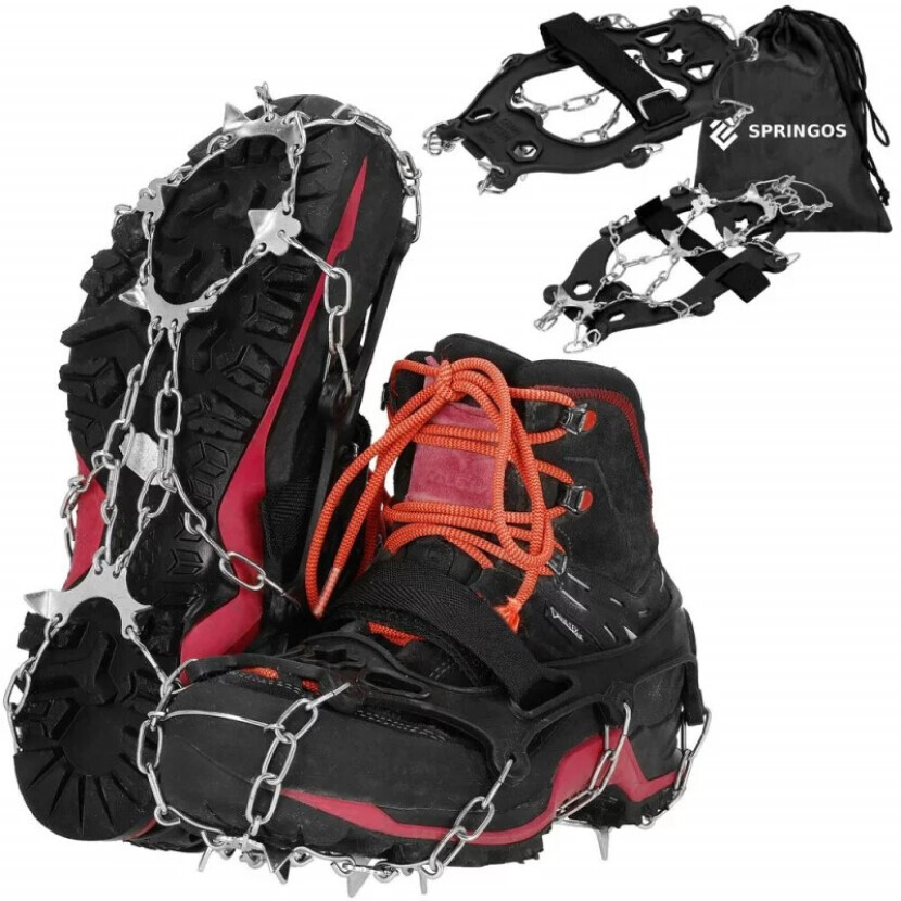 Protiskluzové návleky na boty Springos Dolomit - černé-stříbrné,