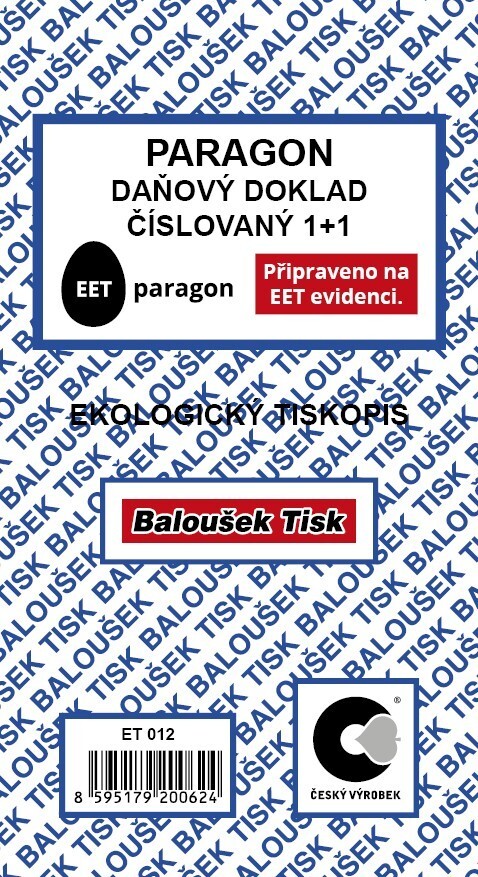 Baloušek Paragon daňový doklad číslovaný 1+1 - ET 012
