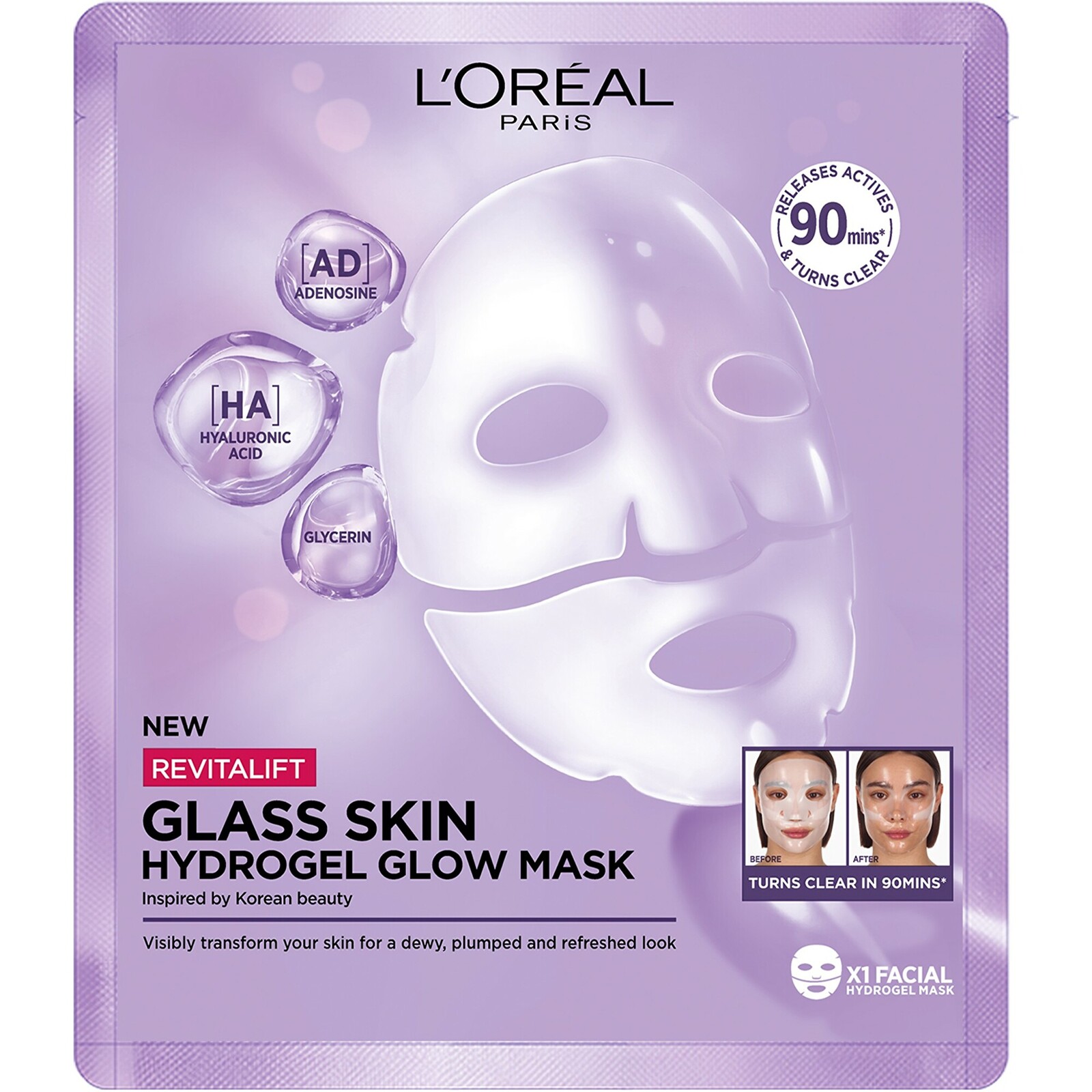 L'Oréal Paris Hydrogelová rozjasňující maska Filler Glass Skin Mask 25 g