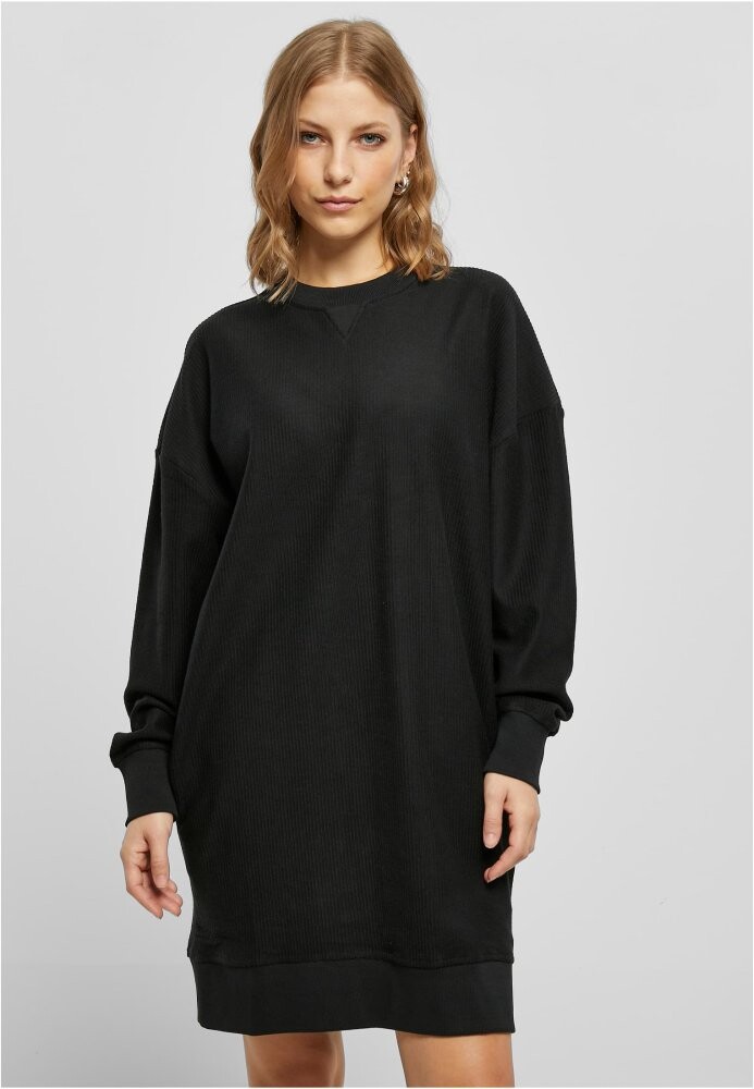 Ladies Oversized Rib Crewneck Dress L