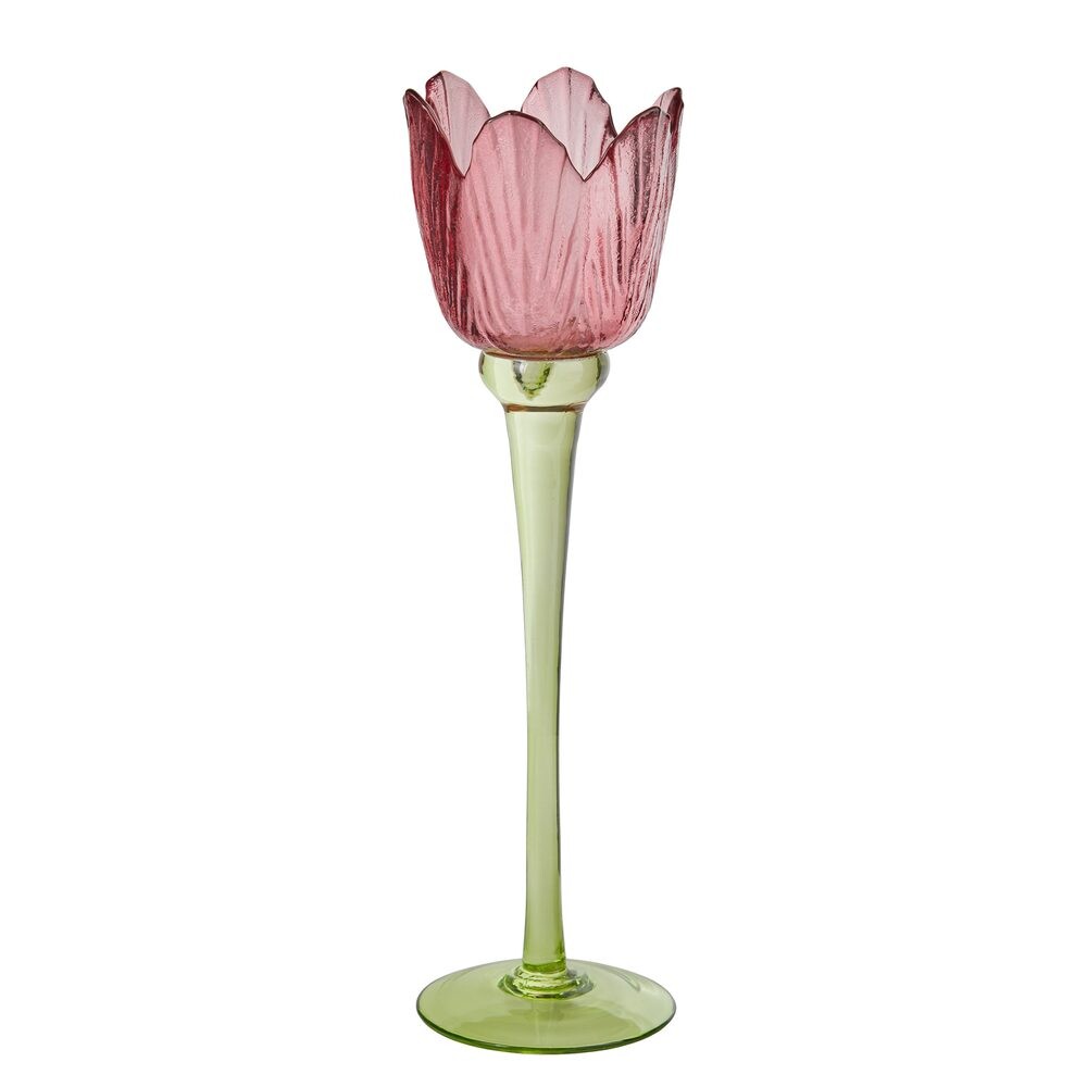 TULIP Svícen na čajovou svíčku 28 cm  - červená