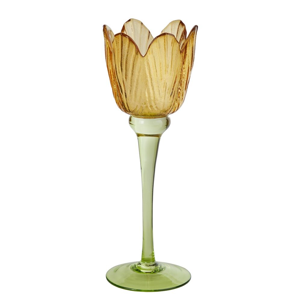 TULIP Svícen na čajovou svíčku 23 cm - žlutá