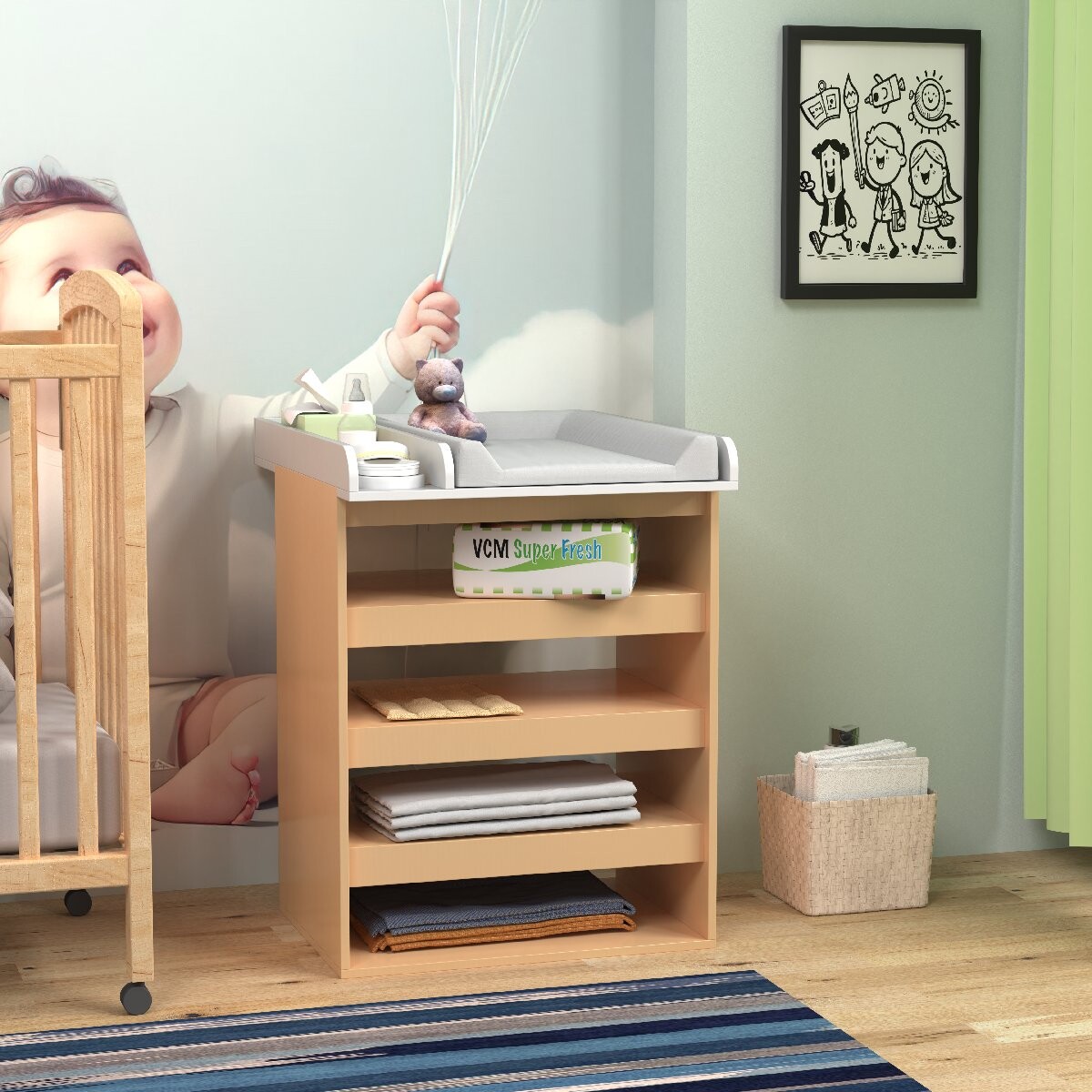 VCM Nástavec k přebalovacímu pultu „Malira M“ pro komody a police, bílý