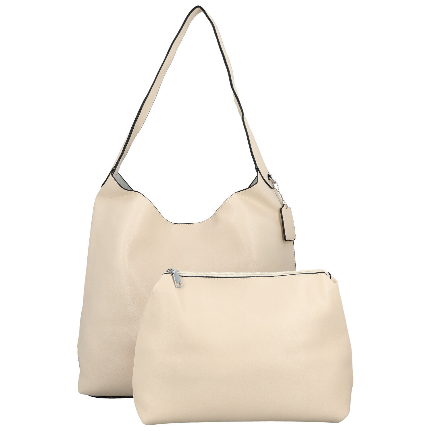 Trendy dámská koženková kabelka na rameno Karix, krémová