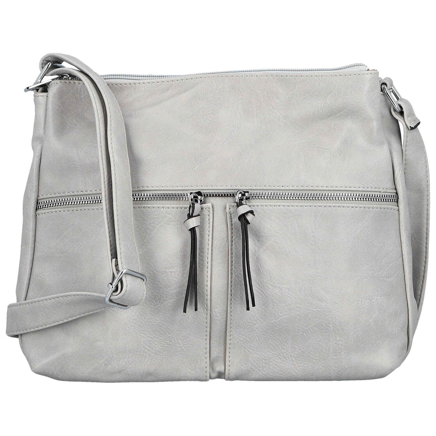 Módní dámská koženková crossbody kabelka Josefina, světle šedá