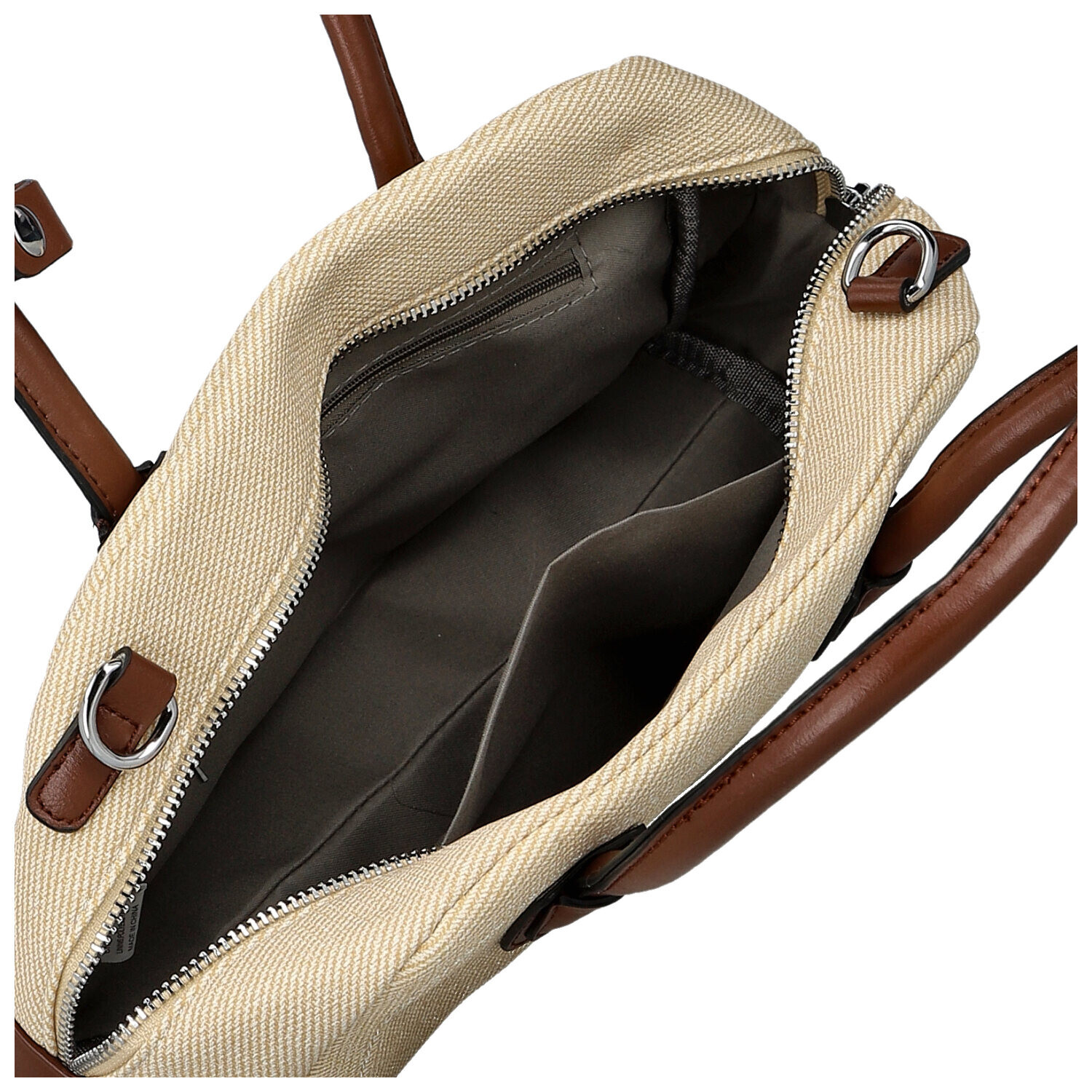 Módní dámská koženková kabelka do ruky Leora, krémová-hnědá