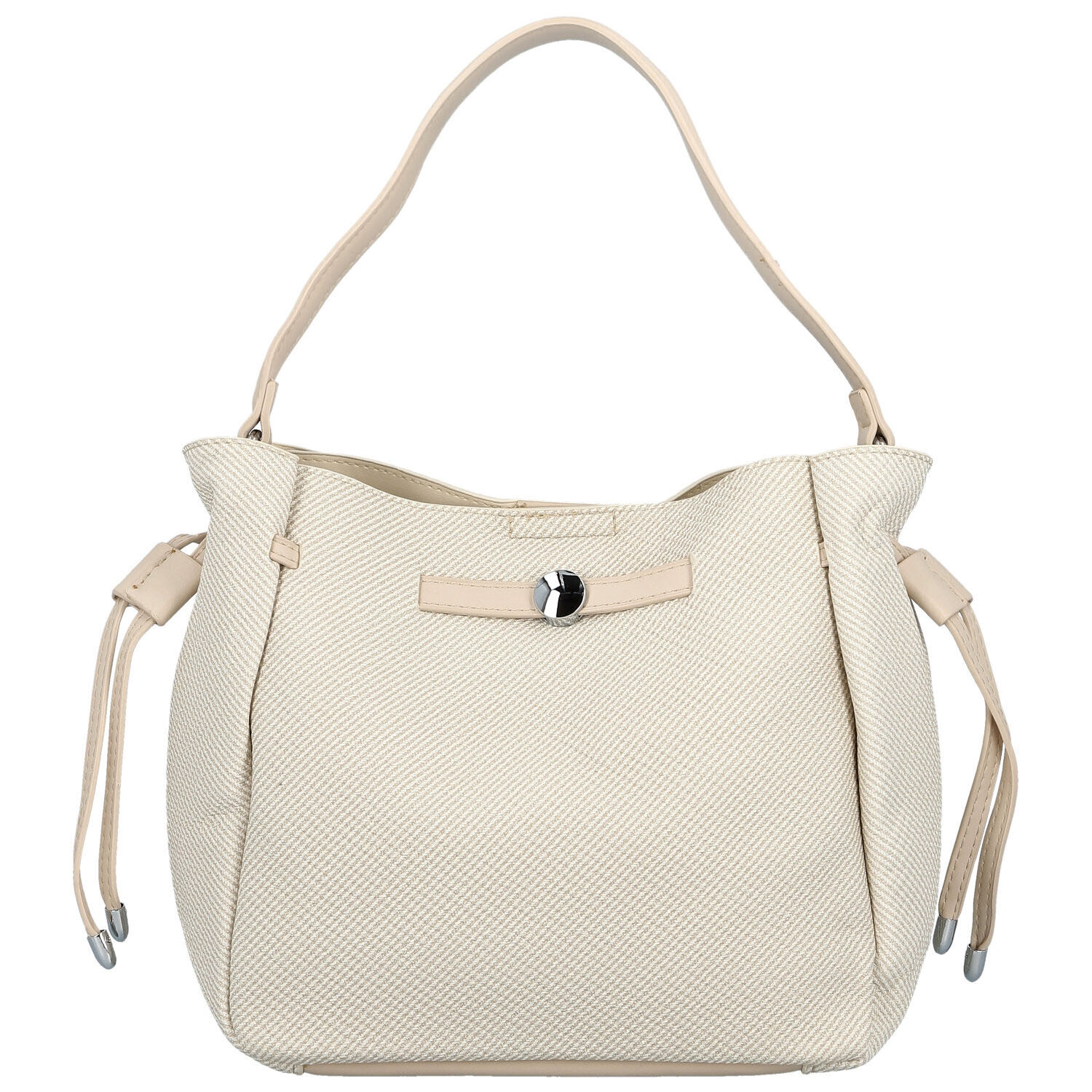 Módní dámská koženková kabelka na rameno Aminta, krémová