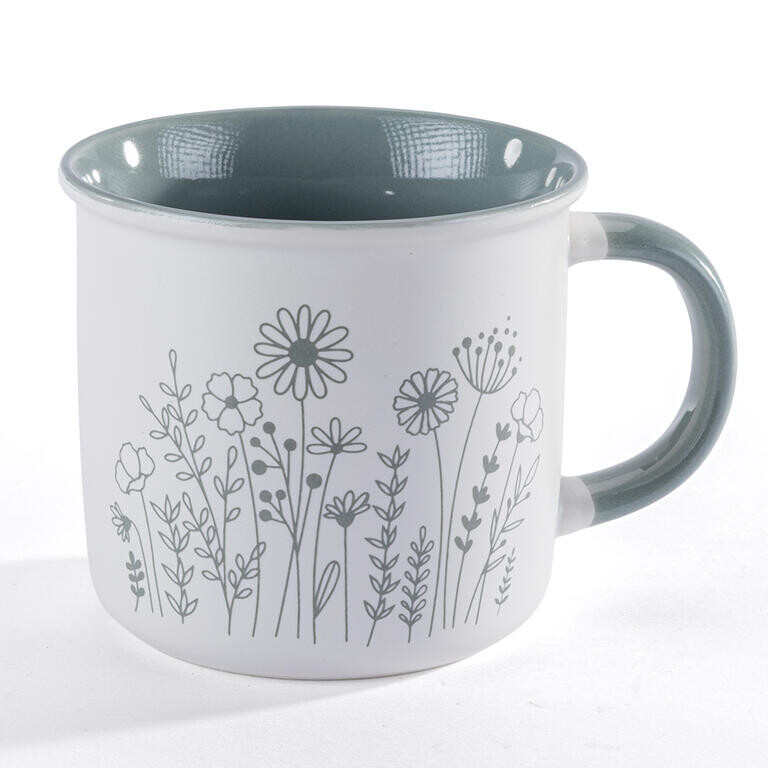 Porcelánový hrnek KVĚT zelený 400 ml