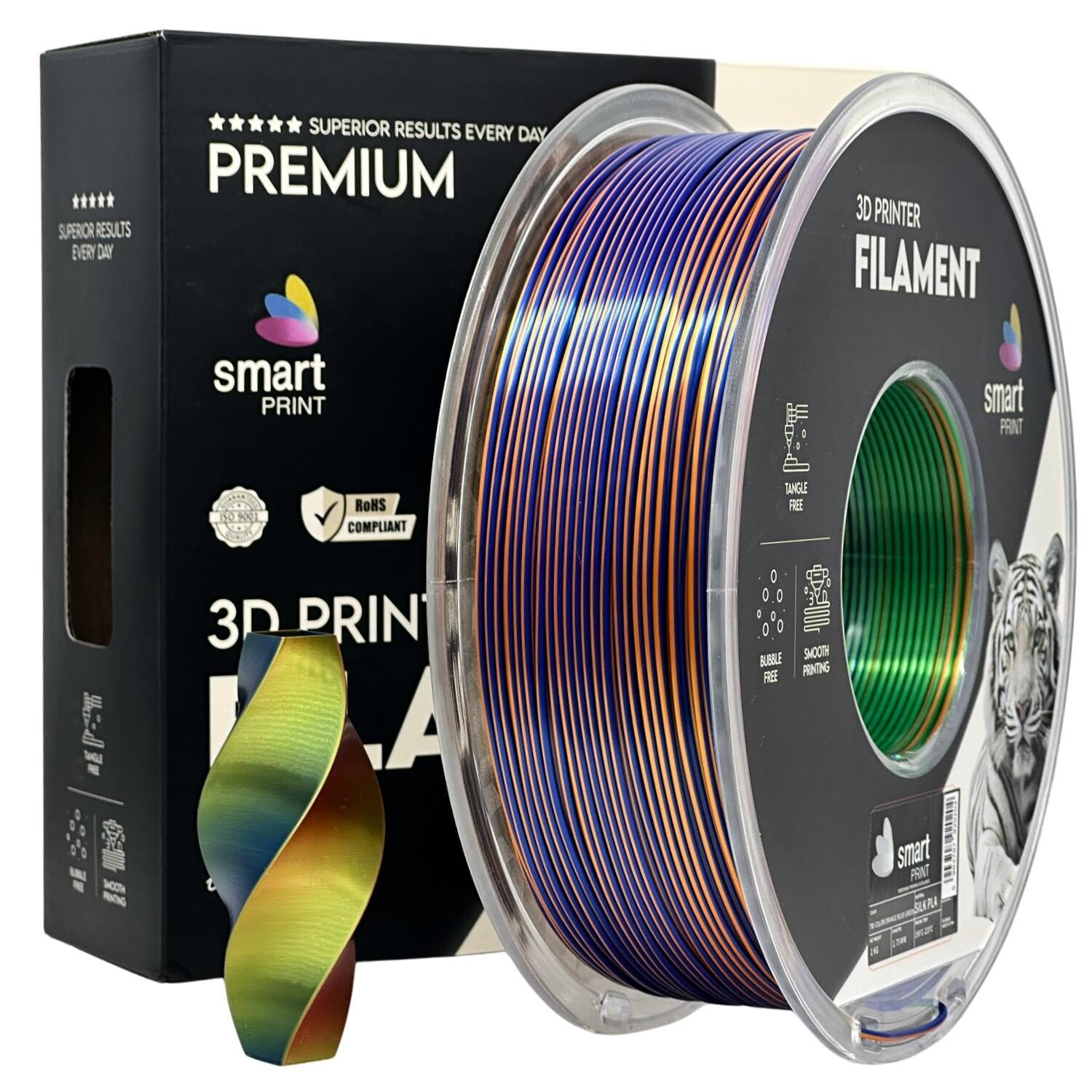 Silk PLA Tri Color orange blue green | Smart Print
