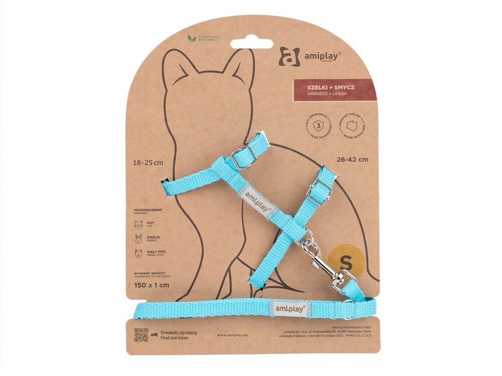Amiplay Kšíry pro kočku s vodítkem Samba Tyrkysové | Postroje pro kočky