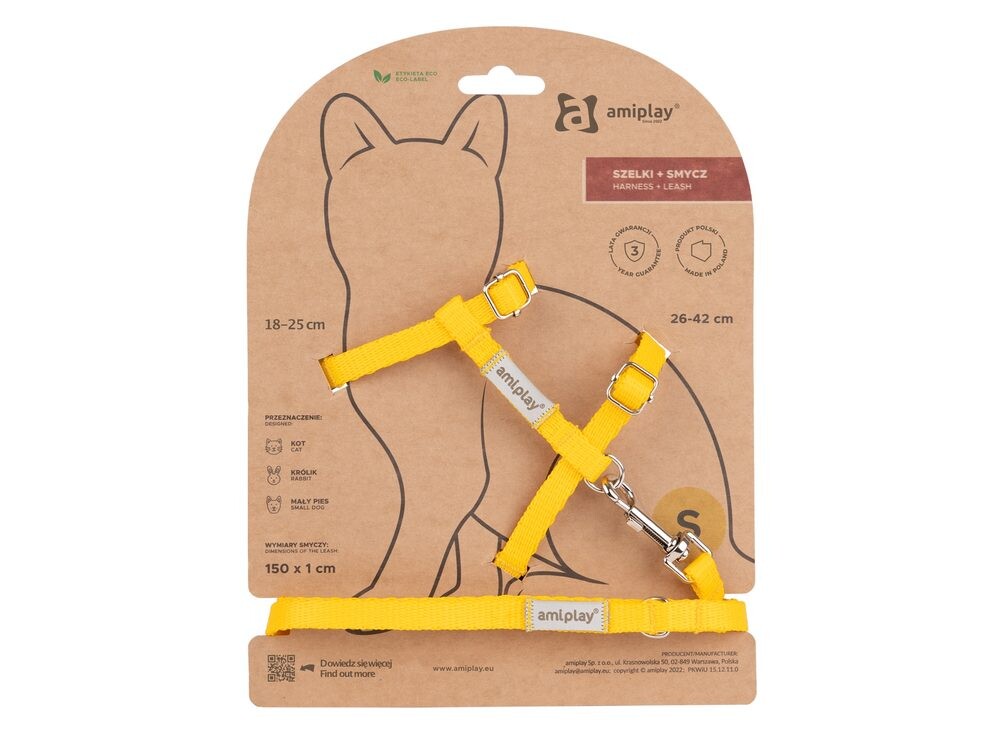 Amiplay Kšíry pro kočku s vodítkem Samba Žluté | Postroje pro kočky