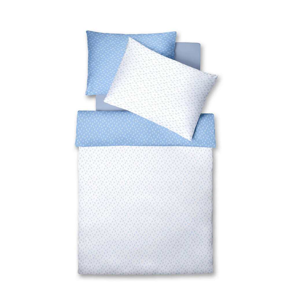 Fleuresse POVLEČENÍ, vzhled lnu, bílá, světle modrá, 140/200 cm