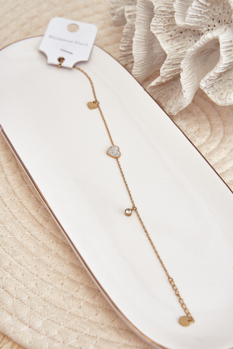 Náramek na kotník s motivem srdíček