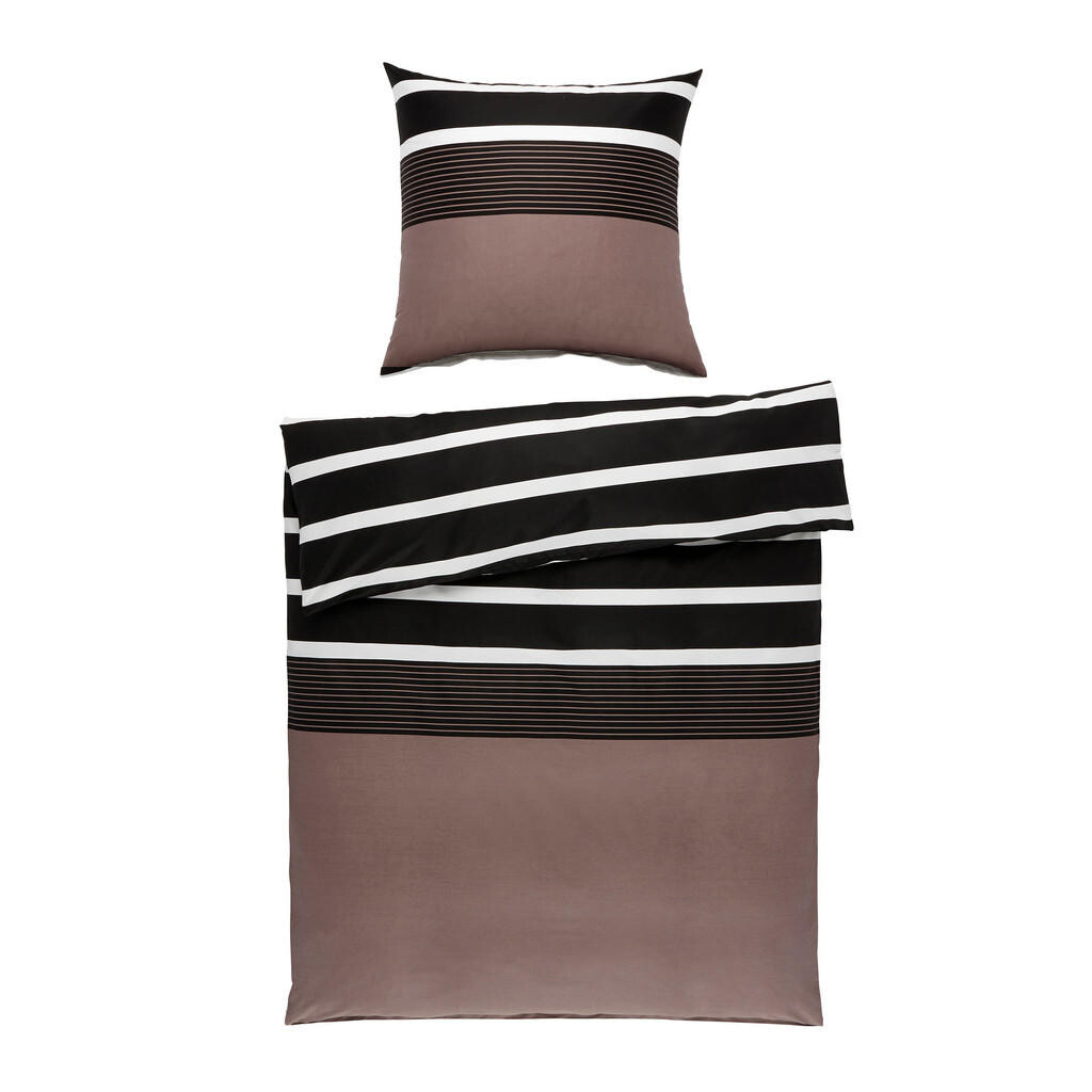 Janine POVLEČENÍ, satén, hnědá, černá, 155/220 cm