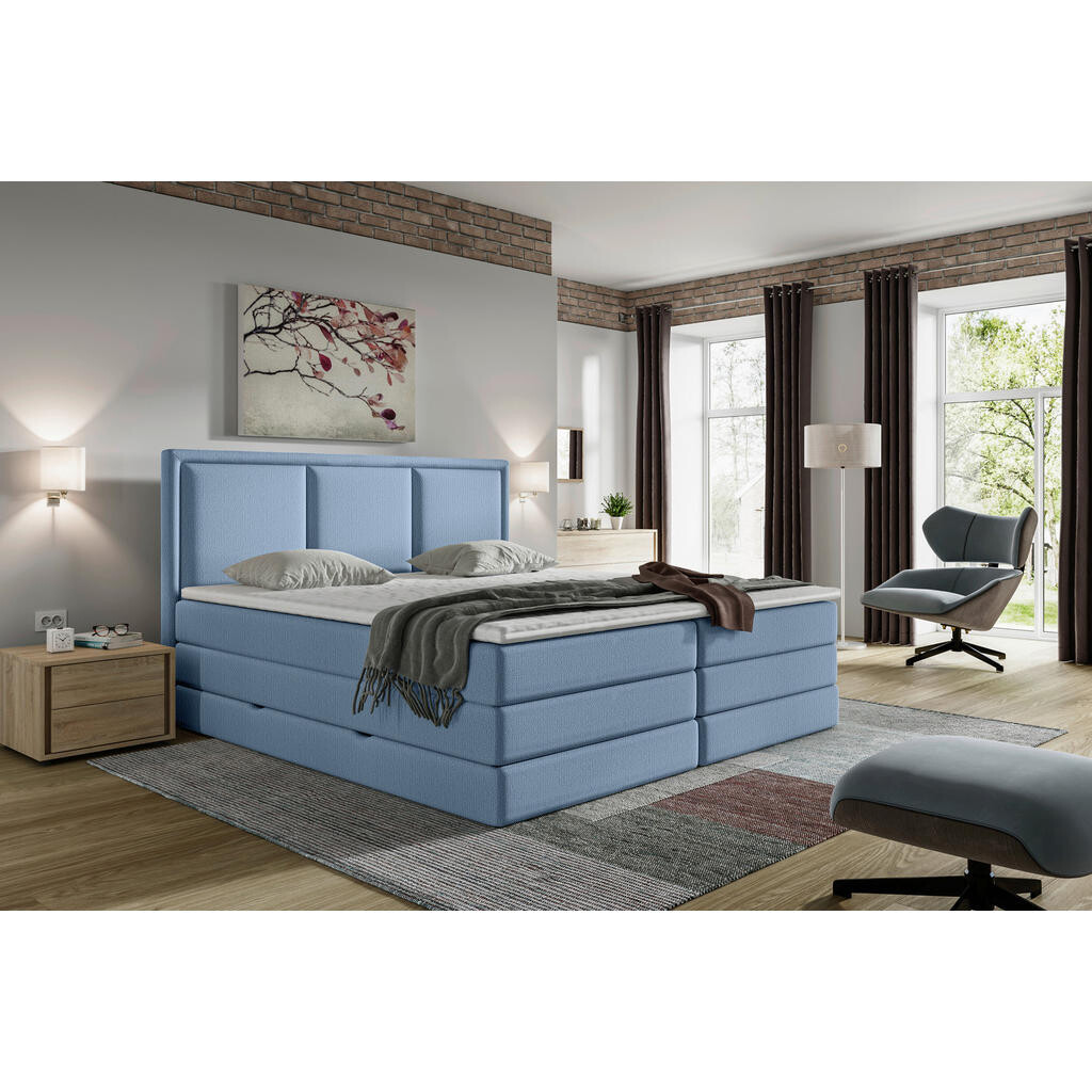 MID.YOU POSTEL BOXSPRING, 180/200 cm, modrá