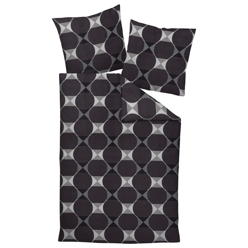 Janine POVLEČENÍ, makosatén, antracitová, šedá, 135/200 cm