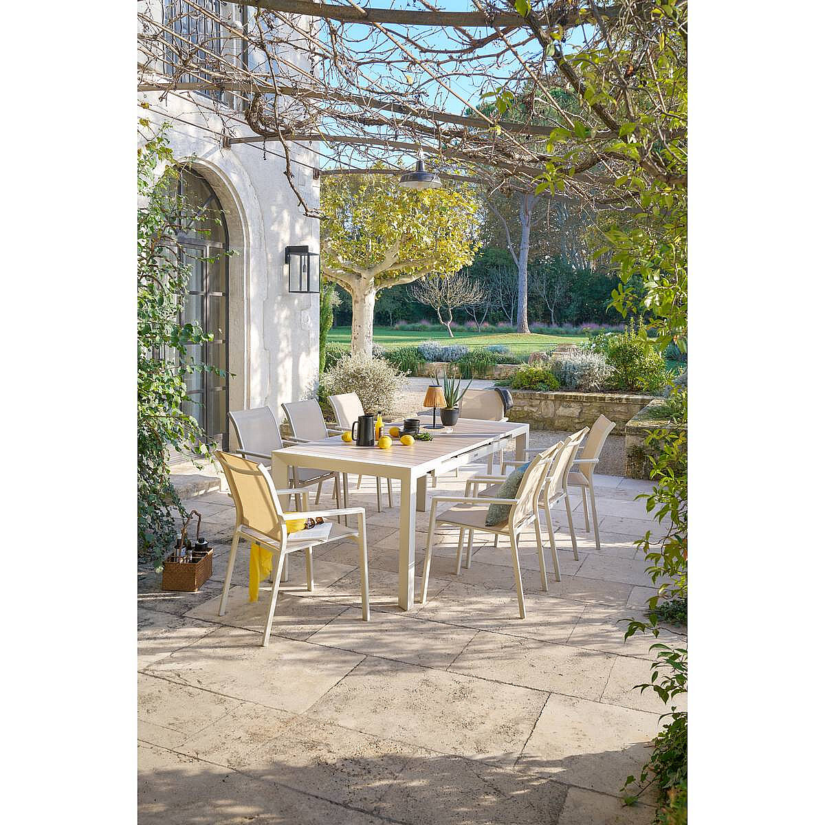 Hliníková jídelní sestava VANCOUVER 1+8 (ivory)