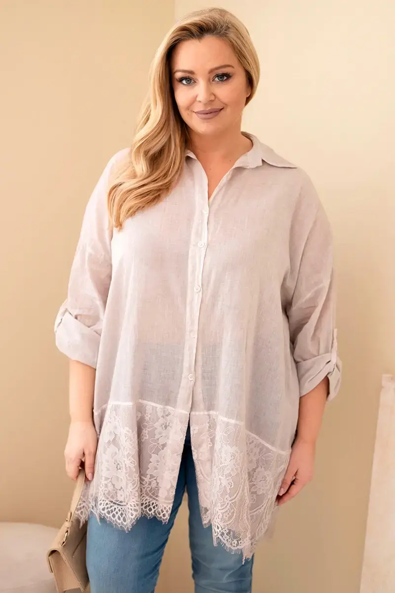 Kesi Plus Size dámská košile s krajkou
