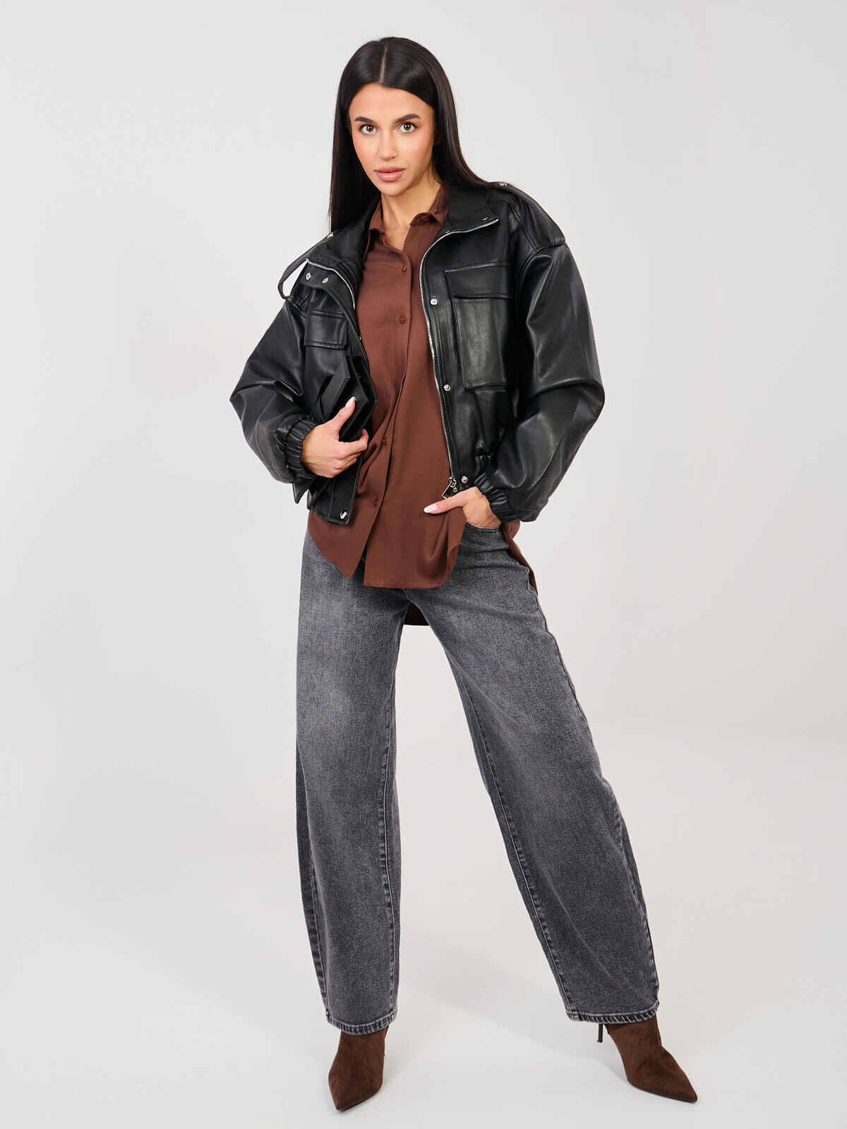 Hnědá košile Shirt-LK-KS-510197.12P