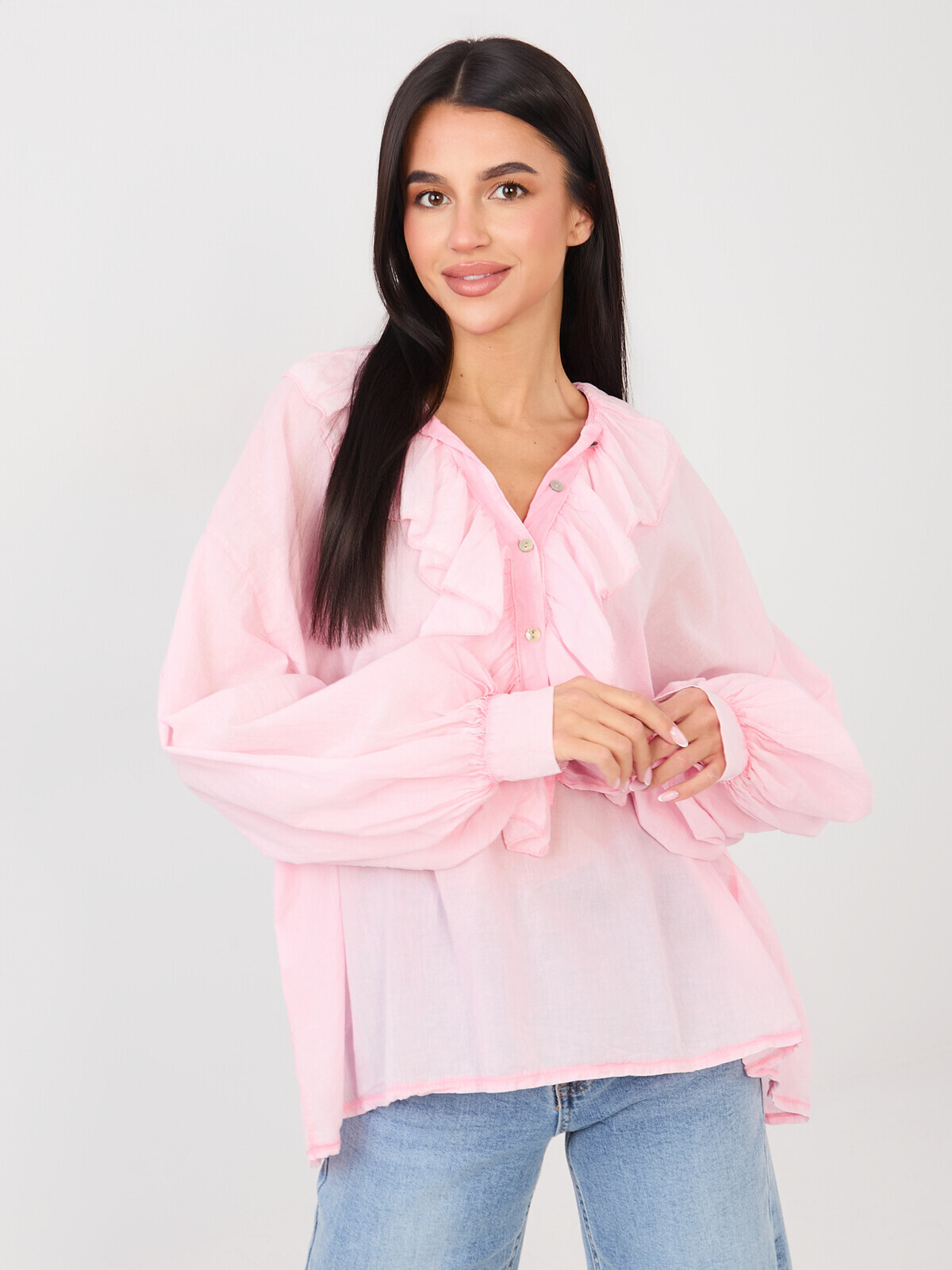 Růžová halenka s volány