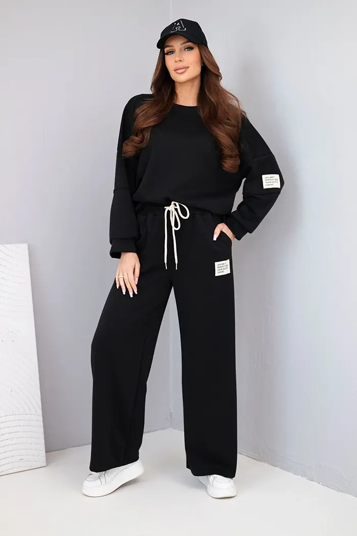 Kesi Włoski Dámská souprava máslo mikina + kalhoty černý