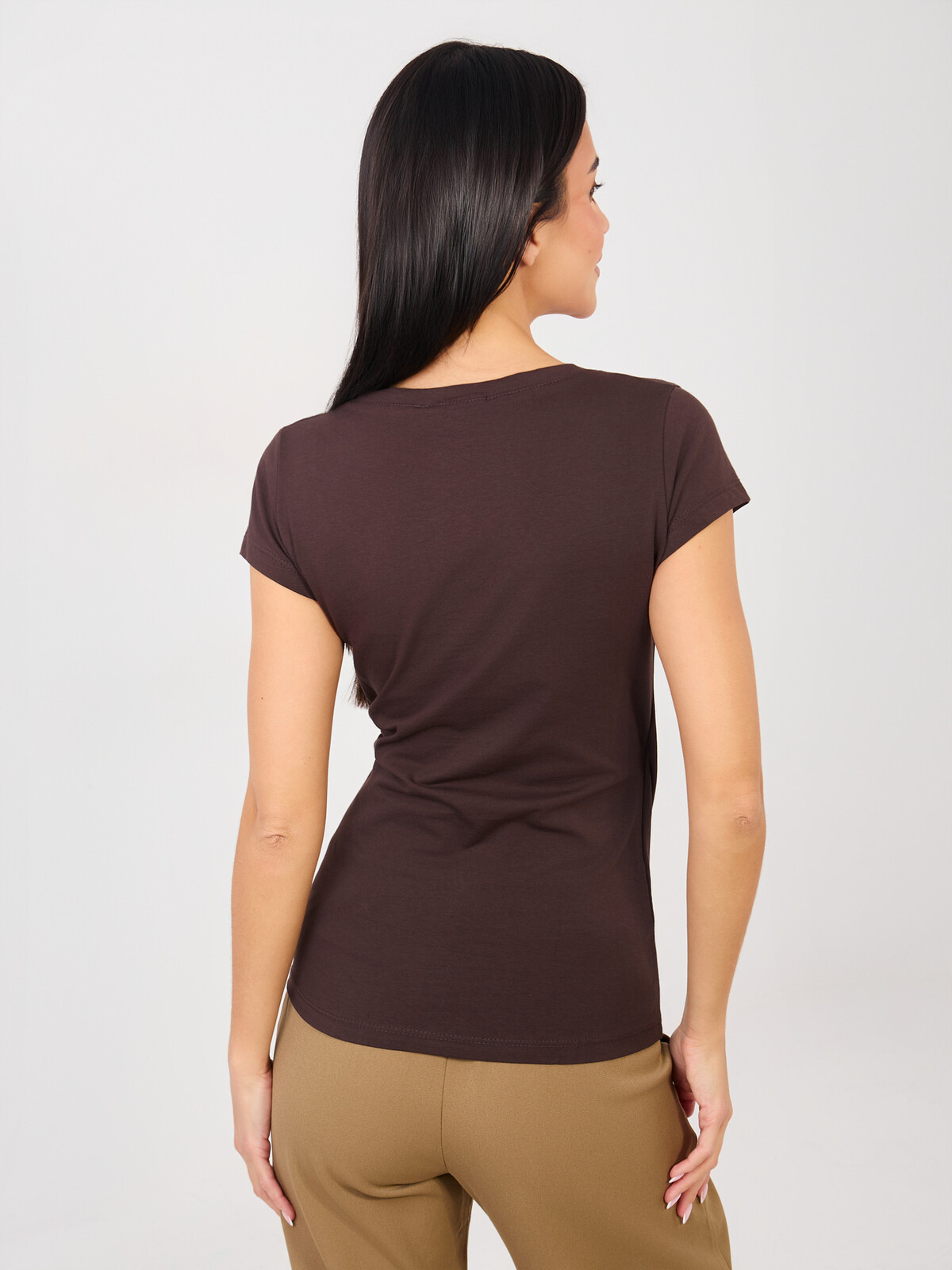 Dámské tričko s krátkým rukávem, tmavě hnědé