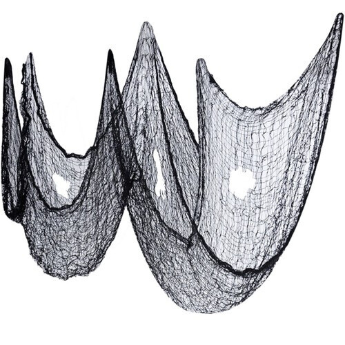 Velká umělá pavučina na Halloween – 198x76 cm - černá