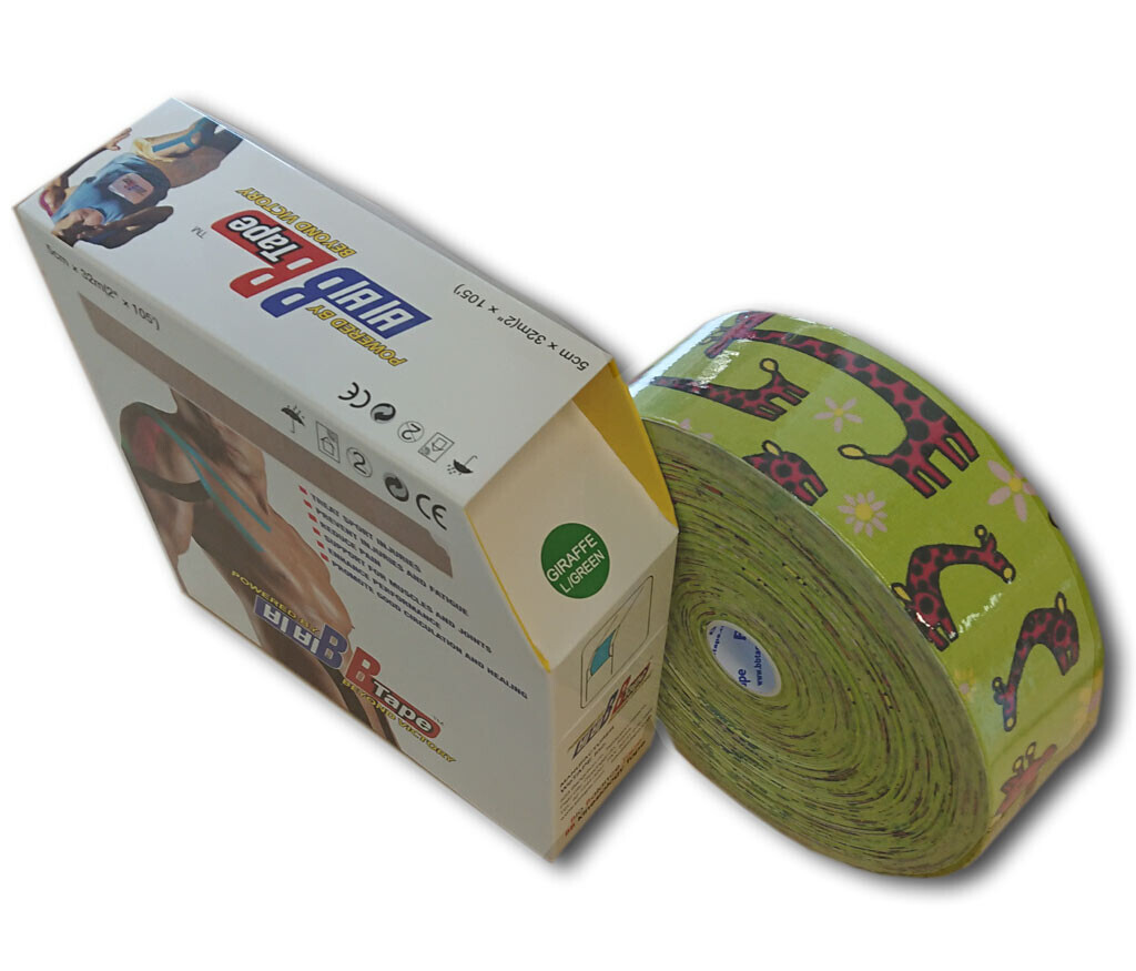 BB Tape pro citlivou pokožku s dětským designem Jumbo 32 m Barva: žirafa limetková