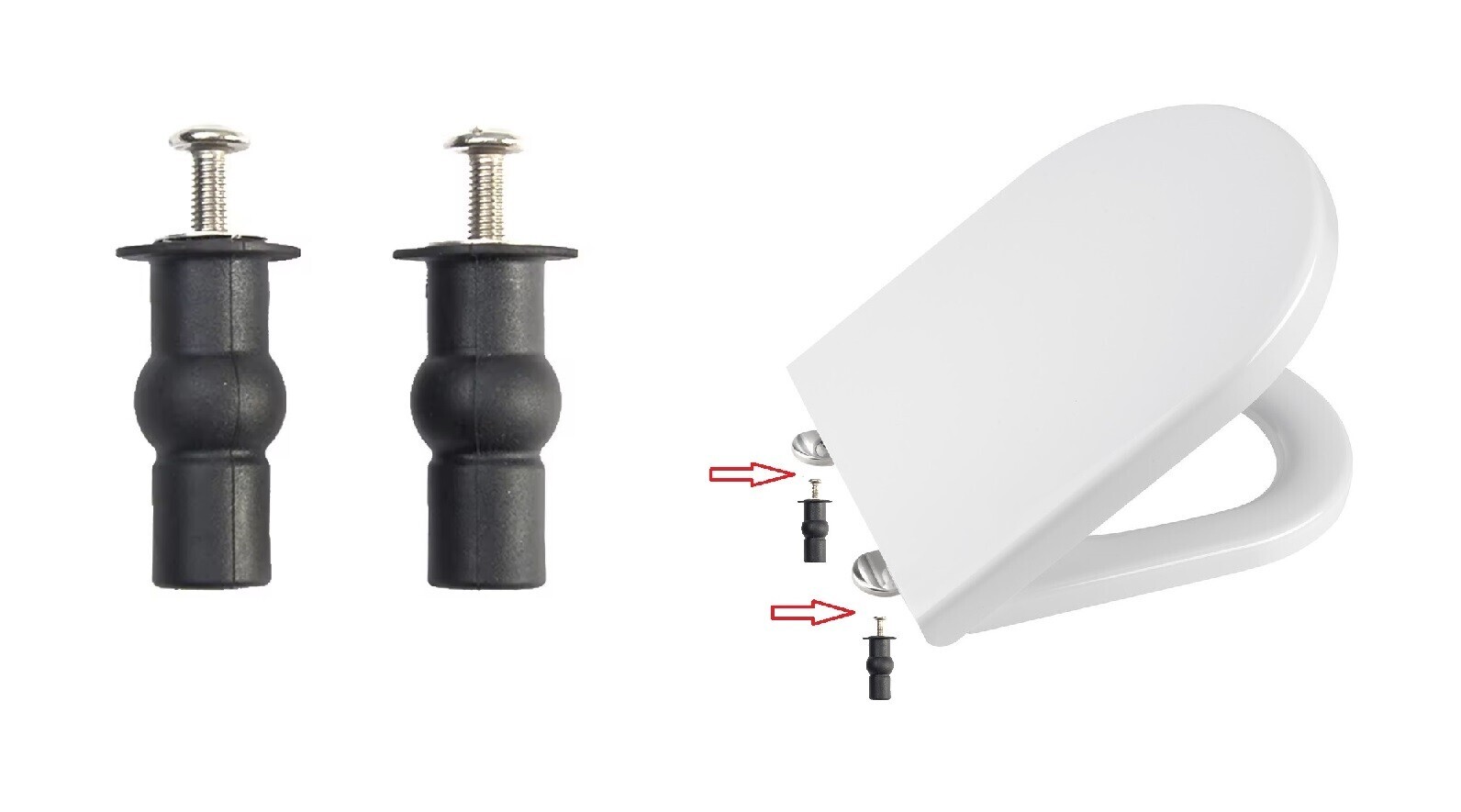 Eco produkty Hmoždinky a šrouby pro vrchní montáž sedátka na wc mísu (gumové rozpínací hmoždinky) - pár