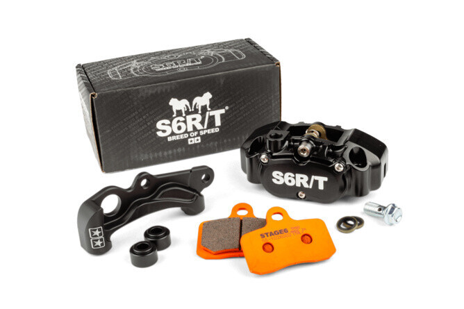 4-pístkový brzdový třmen s adaptérem Vespa Stage6 R/T černý